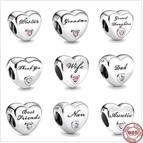 New Forever family Dad Mom Wife Sister brothers fit original Pandora charms silver 925 Bracelet for women fashion jewelry