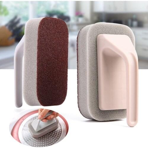 New Cleaning Supplies Kitchen Decontamination Brush Pot Washing Sponge Cleaning Brush With Handle Bathroom Bathtub Tile Brush