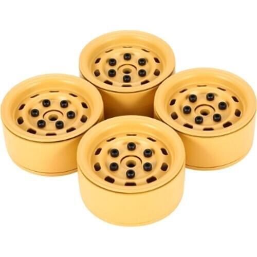 4PCS Metal 1.9 inch Wheel Rim for 1/10 RC Rock Crawler Traxxas TRX-4 D90 D110 Defender Axial SCX10 90046 90047,Yellow