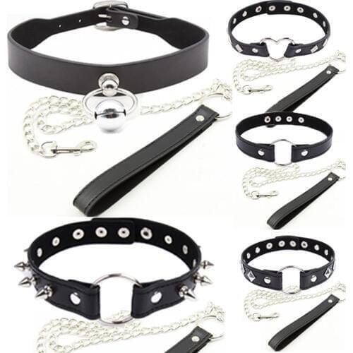 Bdsm Fetish Bondage Slave Sex Collar Leash Steel Chain restricts Adult Game Dog chain punish Neck Collars Erotic Sex Toys Slave