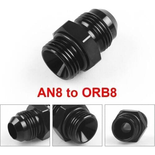O-Ring Boss Adapter Fitting AN -8 (AN8 AN 08) to ORB-8 (3/4" UNF) Black TT101904