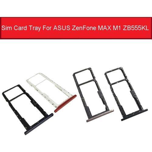Genuine Dual Sim Card Tray Holder For Asus ZenFone MAX M1 ZB555KL Sim SD Card Slot Adapter Replacement Repair Parts