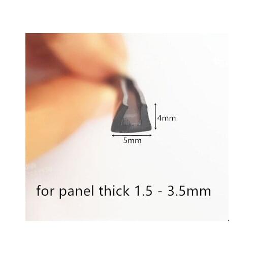 Rubber Sealing U Strip 4x5x4mm for 1.5 - 3.5mm thick Glass Metal Car Wood Panel Board Edge Encloser Shield Black