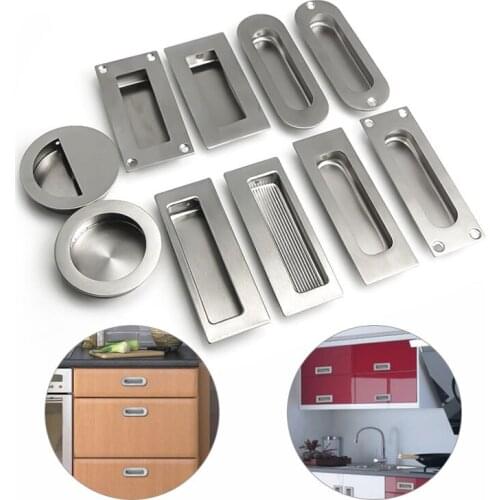 Modern Round Door Handle Dark Cabinet Pull Invisible Drawer Knob Built-in Drawer Simple Pull