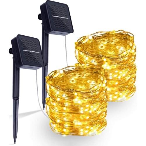 2pcs/lot LED Solar String Lights Fairy Garland Christmas Light Outdoor Waterproof Garden Solar Lamp Holiday Party Decor 10/20M