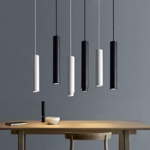Thrisdar 7W Focusing Zoom LED Pendant Light Long Tube Kitchen Bar Shop Counter Pendant Light Bedroom Bedside Hanging Light