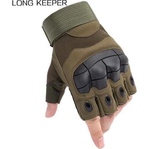 LongKeeper Outdoor Tactical Gloves Military Army Half Finger Mittens Anti-Slip Climbing Hunting Cycling Sport Fingerless Gloves