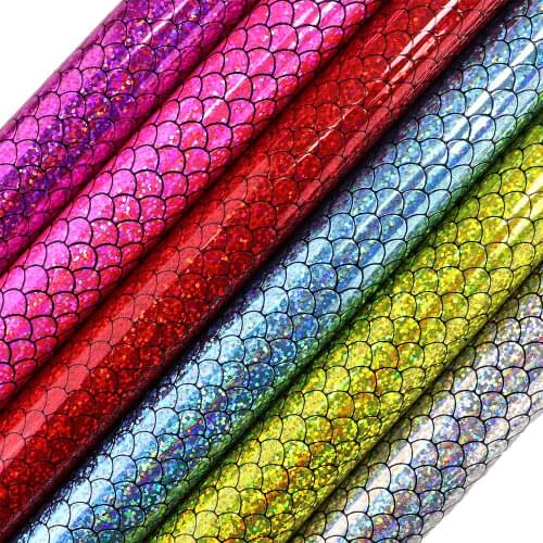 5pcs A4 sheet 21 X 30cm fish scale PU leather faux leather for sewing DIY CN122