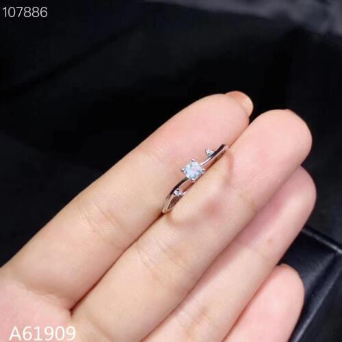 KJJEAXCMY boutique jewelry 925 sterling silver inlaid natural aquamarine female ring support detection mini