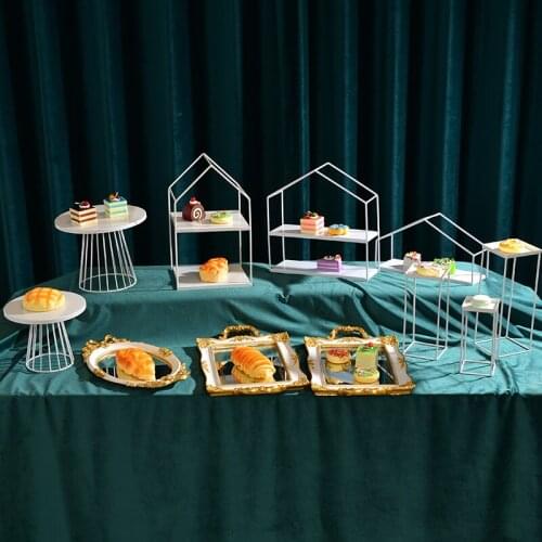 1pcs -3pcs Cake Stand Metal Dessert Table Cake Tray Christmas Birthday Party Macaron Cupcake Rack Stand For Wedding white