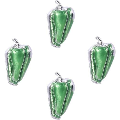 20Pcs/Lot F105 Green Pepper FLoating Charms Making Food Living Glass Locket Diy Jewelry