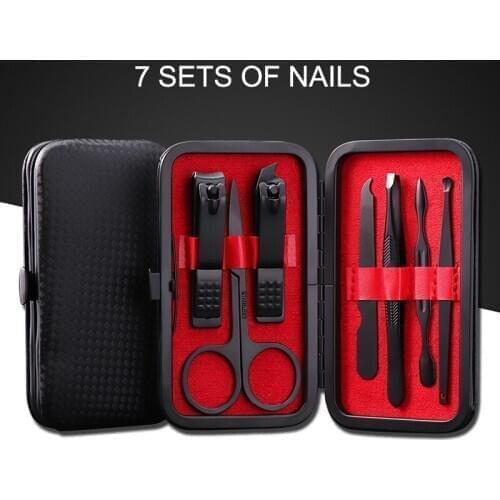 2019 7 Pcs/Set Stainless Steel Nail Clipper Manicure Pedicure Nail Tools Set with Case