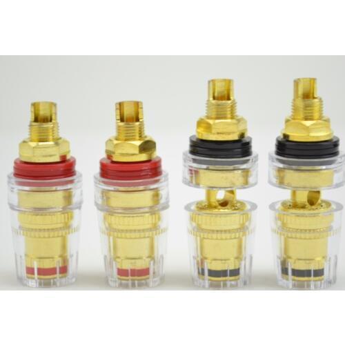 4Pcs Brass Gold Plated 4MM Banana Plug Terminal Binding Post for Speaker Amplifier High Quality Red and Black