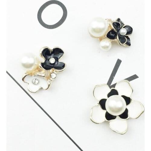 50pcs Jewelry Pearl Crystal Rhinestone Button Charms Wedding Brides Hair Decor Invitation Decor Floating Enamel Hairpin Ornament