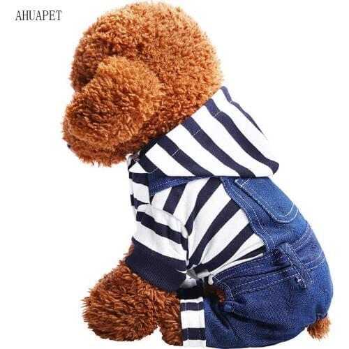 AHUAPET 2018 Jumpsuit Clothing For Dogs Autumn/Winter New Pattern Clothing Dog Pajamas Stripe Salopettes Dog Clothes Dachshund E