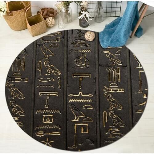 Ancient Egyptian Hieroglyphs Children Round Rugs and Rugs Children At Home Living Room Crystal Velvet Cushions