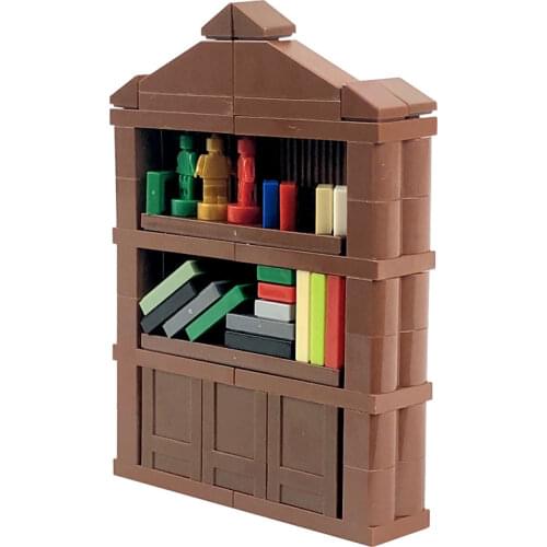 Locking Blocks MOC Bricks Bookcase Set Building Blocks Toys for Children DIY Small Scene Parts Learning Gifts