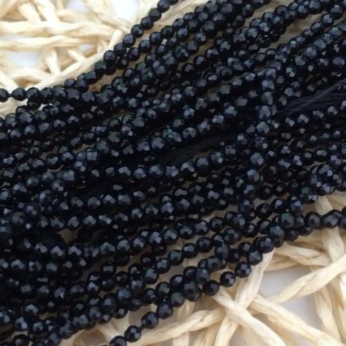 Natural black agat beads carnelian fashion gems 2mm 3mm round faceted loose beads diy high quality Jewelry making 15 inch B468