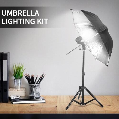 Photography Photo Video Studio Day Light Umbrella Continuous Lighting Kit 9W LED Bulb 68cm Tripod Stand for Mini Item Shooting