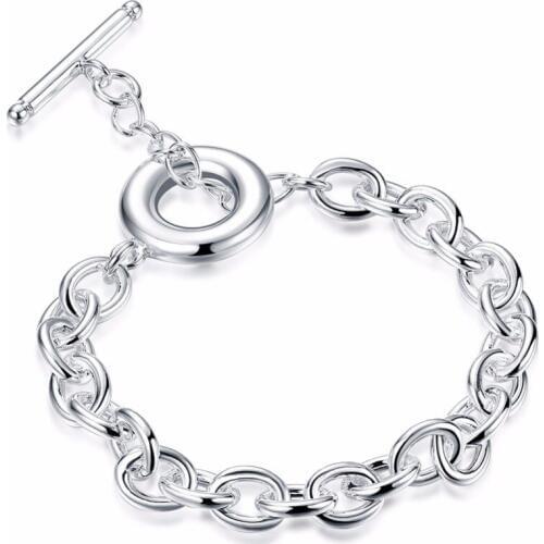 Hot circular TO buckle bracelet standard silver buckle fashion simple and beautiful womens charm bracelet classic jewelry