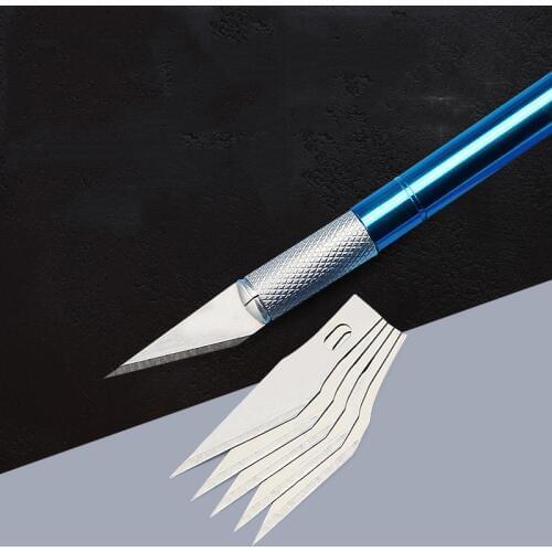 Model Making Tool Pen Knife Metal Hook Knife Model Engraving Knife with 5 Blades (size: 146x8x8mm)