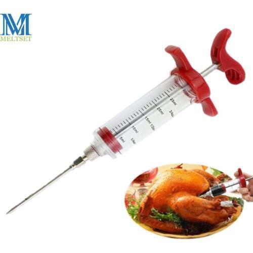 Kitchen Syrings Stainless Steel Needle Meat Marinade Injector Christmas Roasted Turkey Flavoring Syringe BBQ Sauce Injection