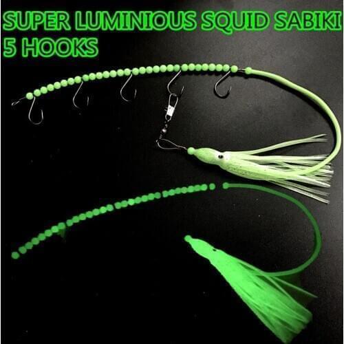 Artificial 2bags Sabiki Rigs Saltwater Sea Fishing Lure Trolling Hook Bait soft squid luminious sabiki rig Fishing tackle #1