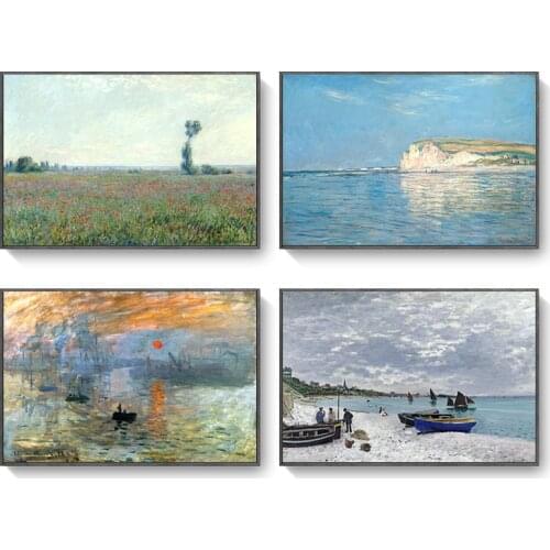 Monet Sunrise Landscape Canvas Painting Wall Art Poster Print Wall Picture Living Room Cuadros Sea Scenic Girl Bedroom Decor