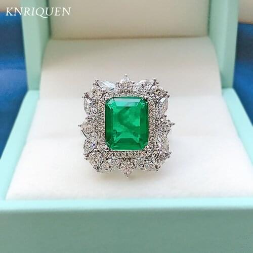 2021 Trend 100% 925 Sterling Silver 9*11mm Emerald Gemstone Lab Diamond Wedding Rings Lab Diamond Womens Ring Fine Jewelry Gift