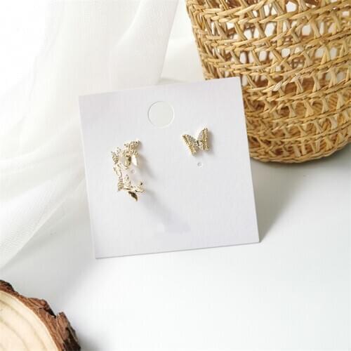 Korean Gold Color Asymmetric Crystal Animal Butterfly Stud Earrings For Women Girl Fashion Jewelry female christmas earrings