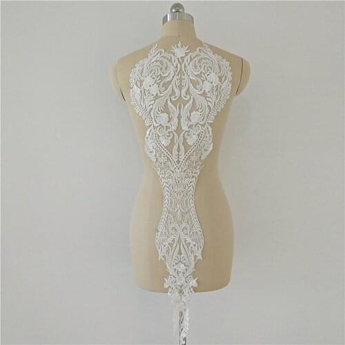 Lace Applique long Embroidery Applique Lace bridal dresses DIY lace