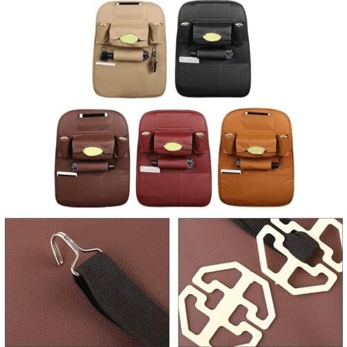 Multifunctional Soft PU Leather Car Seat Storage Bag Universal Vehicle Back Seat Organizer Container Holder Bag