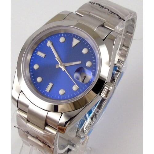 40mm Sterile Dial Sapphire Glass Date Mechanical Bracelet Polished Bezel MIYOTA 8215 Automatic Movement Mens Watch