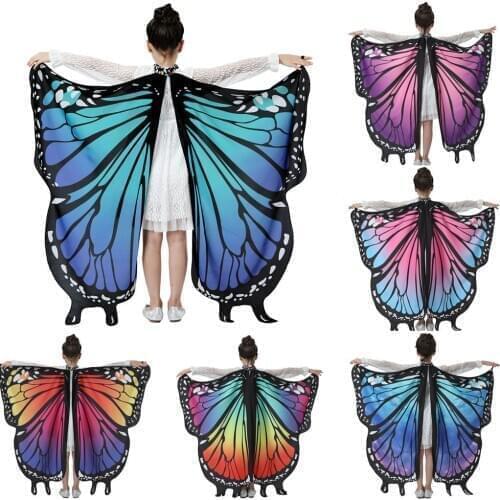 New colorful Childrens Butterfly Shawl Lady Cape Costume Accessory child skin-friendly girl loved Butterfly Cape F fast ship