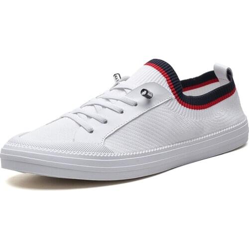 2021 Summer Autumn New Korean Style Mens Vulcanize Shoes Breathable Mesh Mixed-colors Shallow Flat Shoes Fashionable for Sport