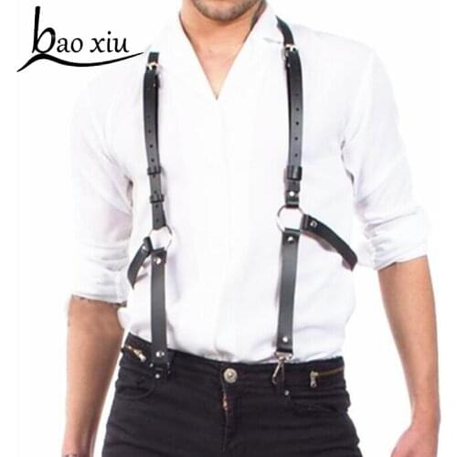 New Punk Gothic Harajuku Men Faux Leather Body Bondage Cage Sculpting Harness Corset Waist Belt Straps Suspenders Accessories