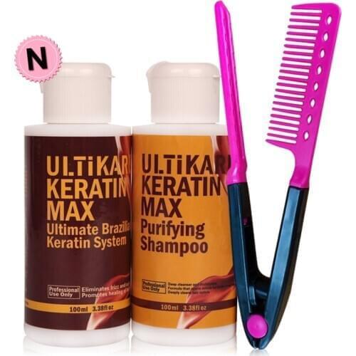 Portable Cheap Brazilian Keratin 100ml 5% Formalin Treatment+100ml Purifying Shampoo DIY At Home Straightening Hair+Free Comb