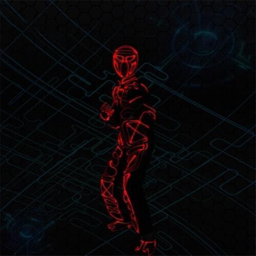 Programmable tron led costumes colorful full color light dance team clothing luminous glowing robot men suit party wear outfit