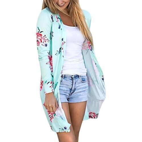 Spring Autumn Woman Long Sleeve Shirts Woman Floral Casual Cardigan Blouse Woman