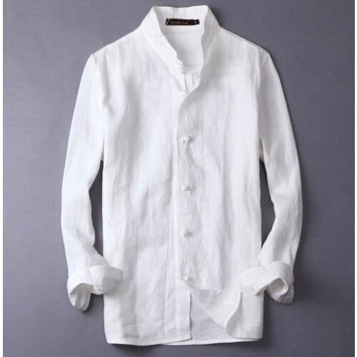 Shirts for Men 100% Linen Autumn Shirt Men Causal Long Sleeve Shirts High Quality Clothing Japanese Fashion