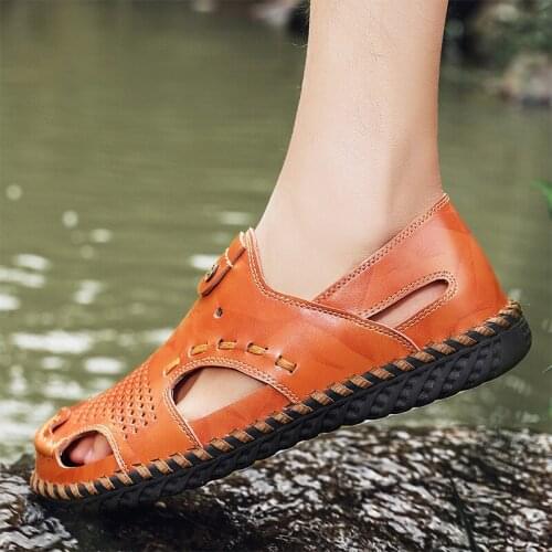 Sandals For Men Mens Leather Sandal Men Beach Sandals Summer Gladiator Big Male Slip On Sandalia Masculina De Praia Shoes Luxury