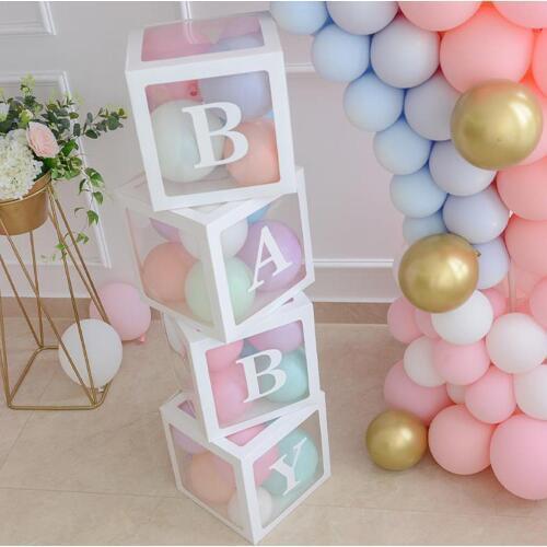 DIY Macaron Balloon Alphabet Transparent Packing Box For Wedding Props Birthday Party Decorations Kids Gift Baby Shower Supplies