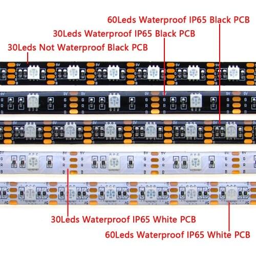 5 V Volt RGB Led Strip PC White Black PCB SMD 5050 0.5M- 5M Waterproof Neon Tape RGB 5V TV Led Light Strip For Room Home Decor