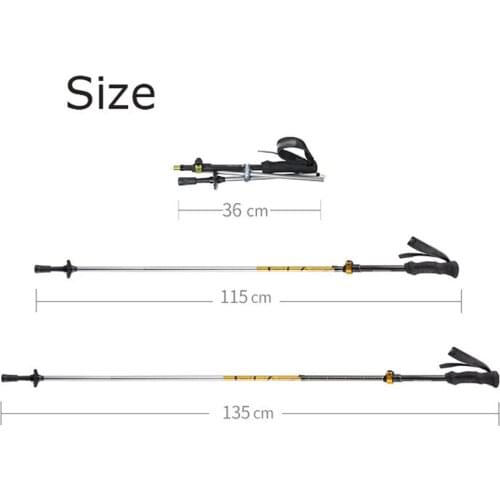 Trekking Poles Ultralight 5 Section Carbon Fiber &Aluminium Alloy Folding Hiking Poles Collapsible Walking Sticks Canes 36-135cm