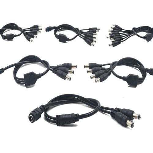 41cm 1 Female to 2/3/4/5/6/8 Male DC Power Extension Cable 5.5*2.1mm Connector Extension Cords Security Camera Splitter Cable