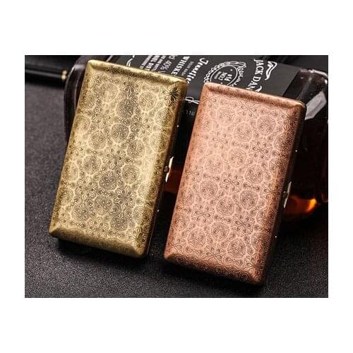 Hold 14pcs Hundreds of flowers Pattern Female Copper Cigarette Case Portable Tobacco Box Storage Cigarette Smoker Tools
