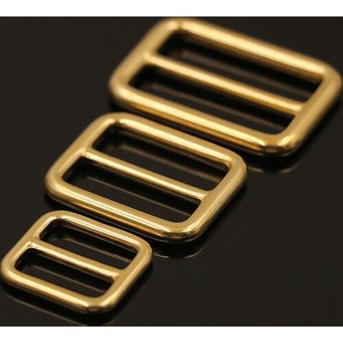 1 x Solid Brass Rectangular Adjuster Buckle Cast Tri Glide Slide Backpack Strip webbing leather craft Bag Shoulder Strap Belt