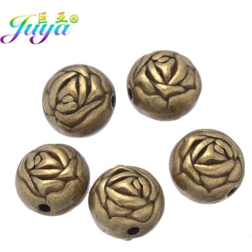 10mm Rose Flower Charm Beads Wholesale Antique Bronze Decoration Metal Beads For Beadwork Beading Jewelry DIY Making