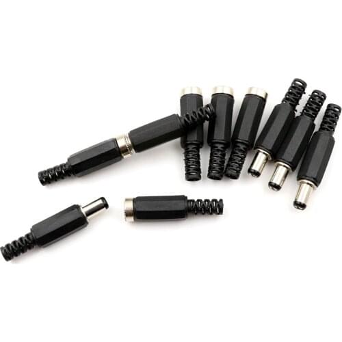 10pcs/set Female Plug And Male Plug 12V/3A DC Power Female Plug Jack + Male Plug Jack Connector Socket Adapter 5.5x2.1mm