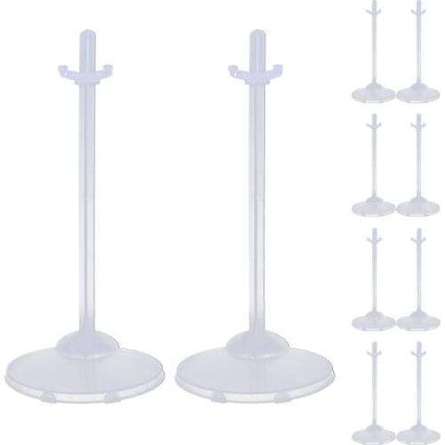 10PCS/Set Doll Stand White Movable Adjustable Doll Display Holder Transparent Racks White Movable Doll Display Holder